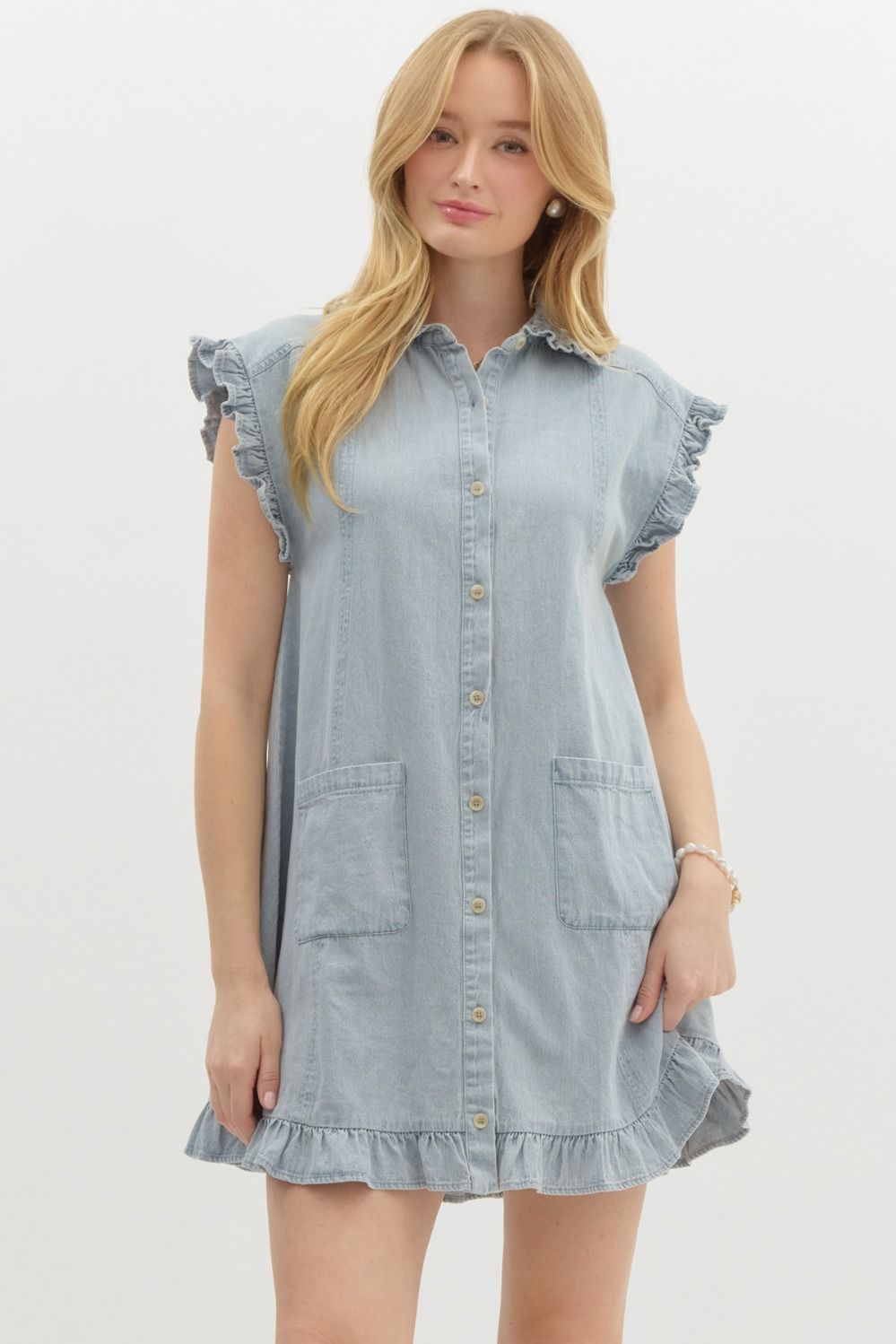 Ruffle Denim Dress-