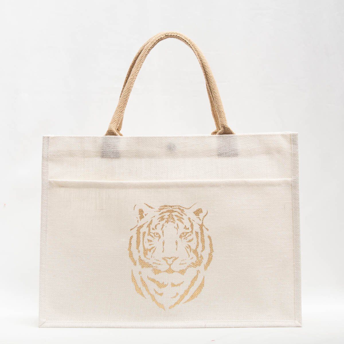 Tiger Jute Pocket Tote