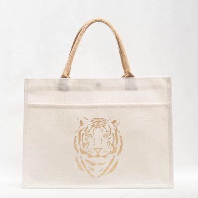 Tiger Jute Pocket Tote