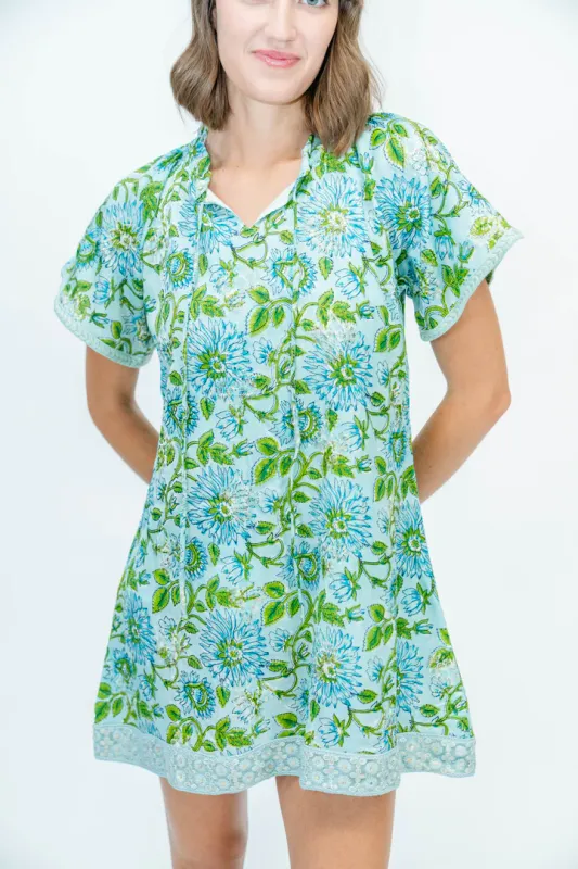 Blair Dress - Blue Sunflower-