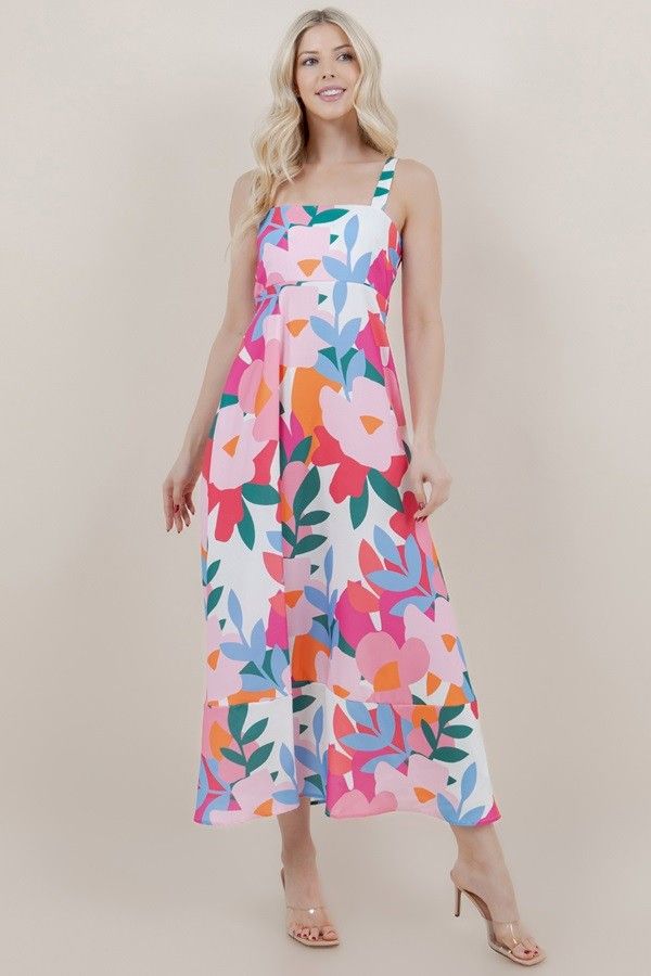 Floral Print Sundress  Maxi Dress-