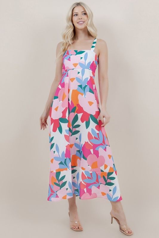 Floral Print Sundress  Maxi Dress-