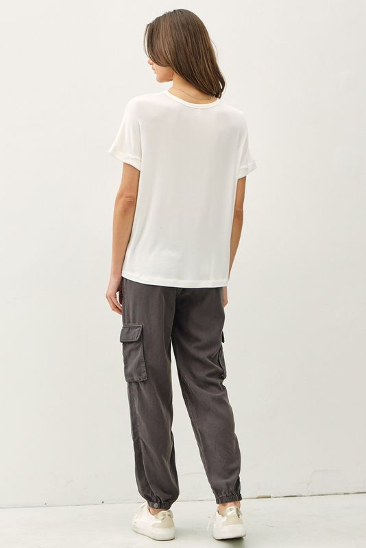 Ultra Soft Tee w/ Rolled Sleeve-2 colors-