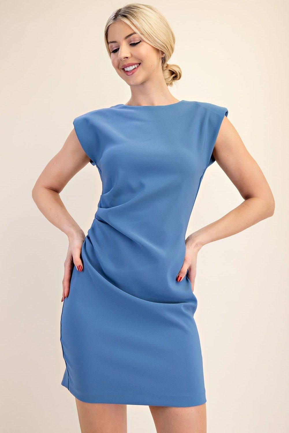 Side Ruched Short Dress-3 Colors