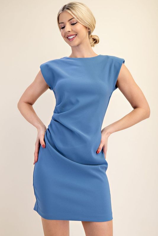 Side Ruched Short Dress-3 Colors