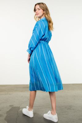 Striped Dress - Royal Blue-
