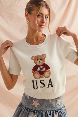 Teddy Bear S/S Flag Sweater