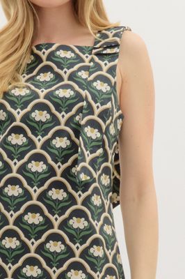 Floral Bow Accent S/L Mini Dress-