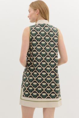 Floral S/L  Accent Border Mini Dress-