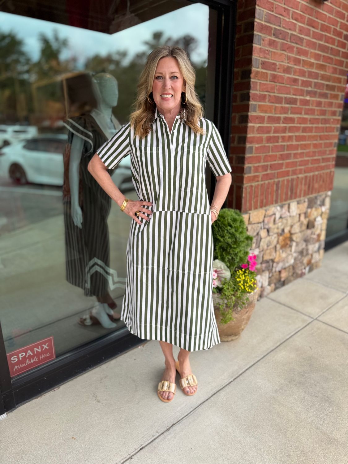 City Dress - Chive Stripe-