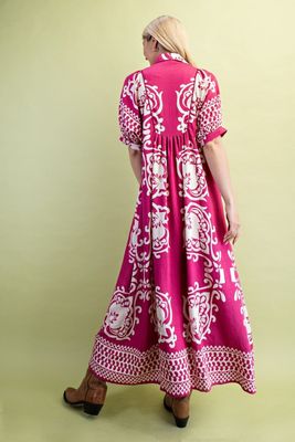 Fuchsia Mix  Midi Dress-