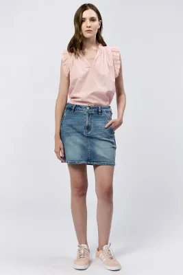 Quinn Denim Mini Skirt-Arden-