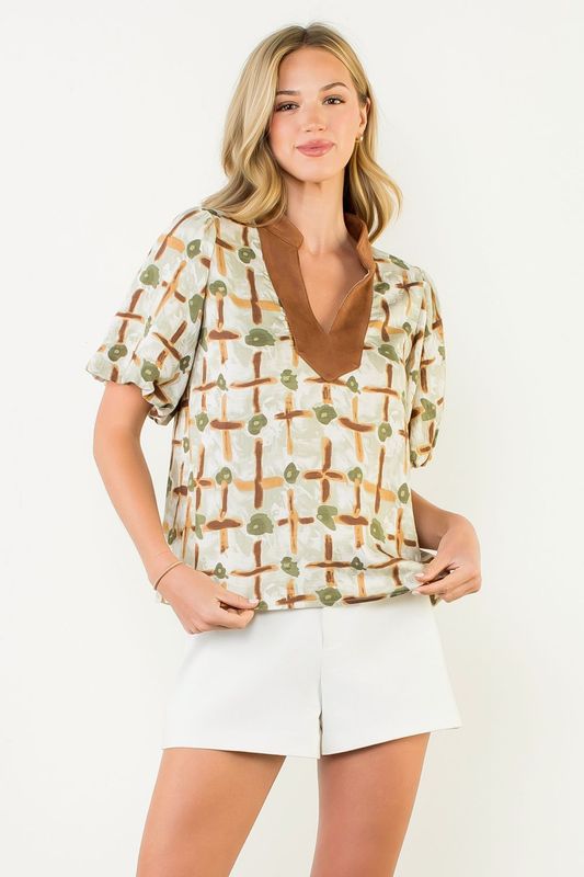 Suede Accent Top -