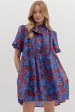 Floral Pintuck Mini w/ Pockets-Midnight-