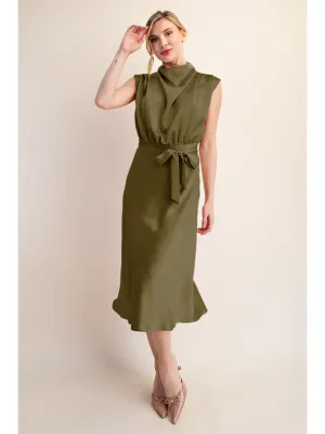 Satin Cowl Neck Dress -