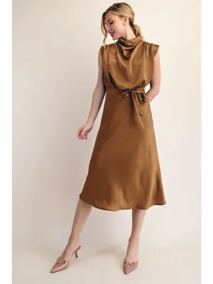 Satin Cowl Neck Dress -