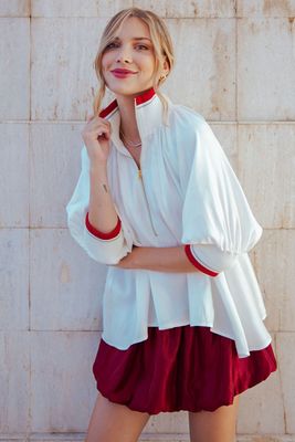 Band Mock Neck Zipper Top-