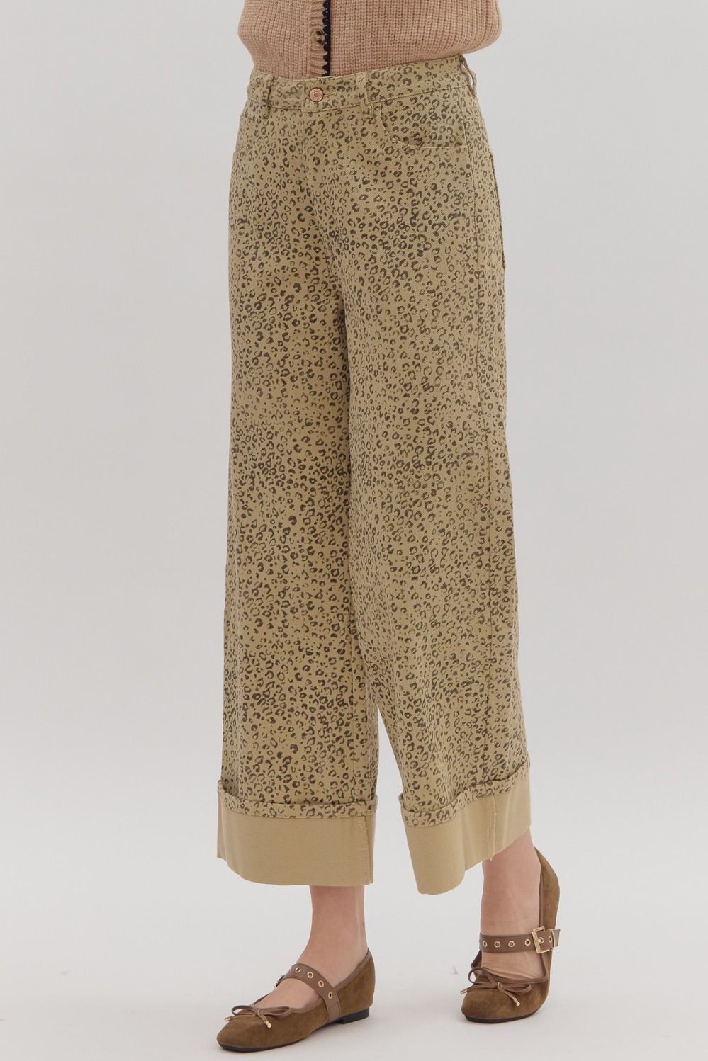 Leopard Wide Leg w/ Cuff-