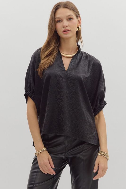 Shimmer Poppy Like Top-Black-