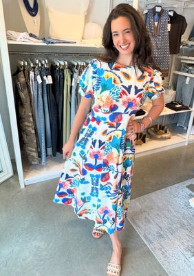 Puff S/s Midi -Multi Floral Print-