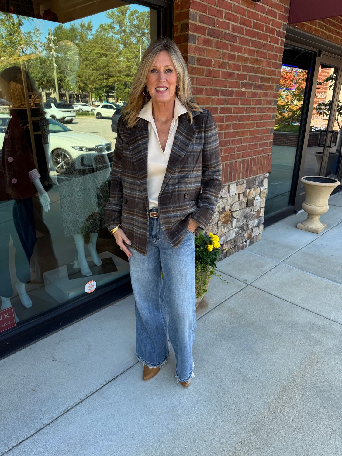 Plaid Button Jacket-