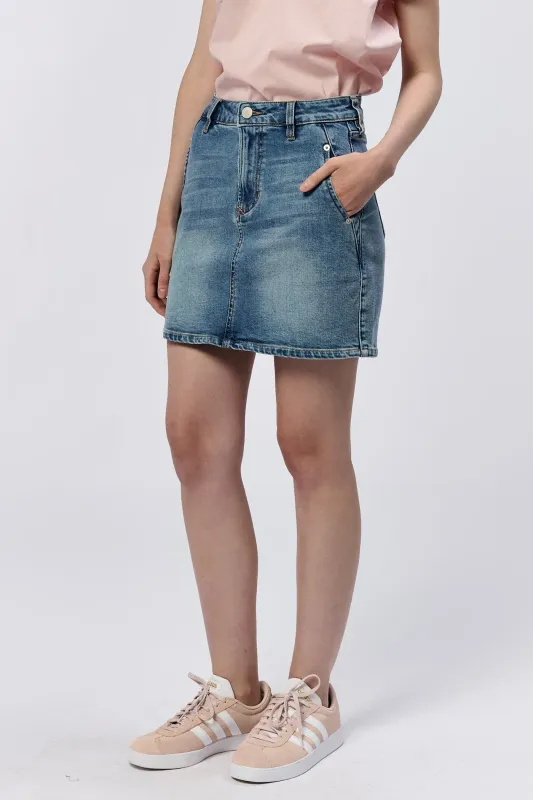 Quinn Denim Mini Skirt-Arden-