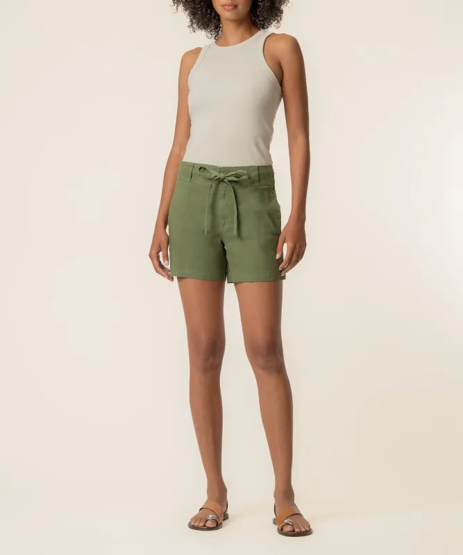 Katie High Rise Linen Shorts-Dill-