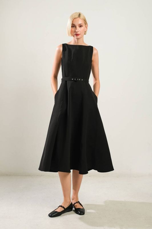 Solid Midi Dress-
