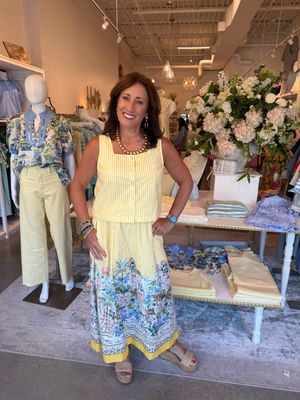 Scenic Stripe 2pc Skirt Set- Yellow-