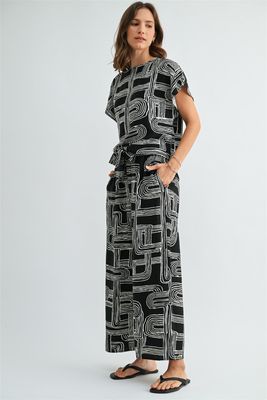 Black Printed 2Pc Pant Set-