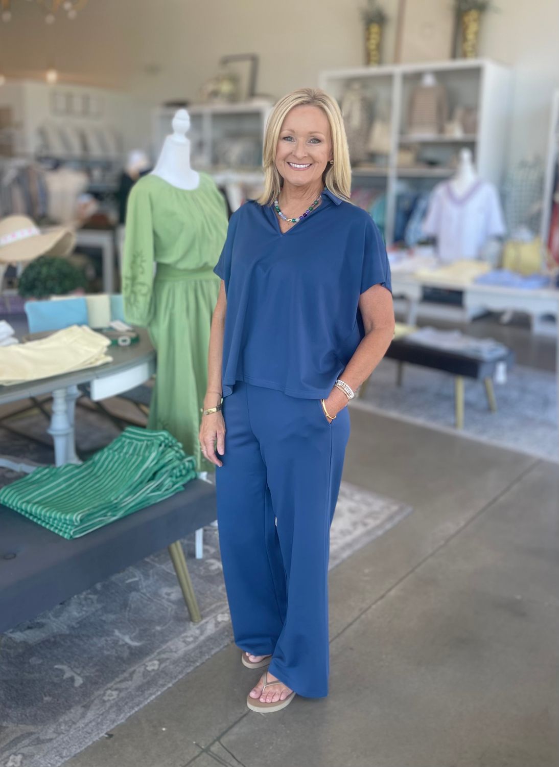 2 Pc Ponte Pant Set-Slate-