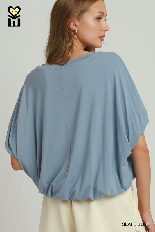 Bamboo Fabric Bubble Sleeve Top-