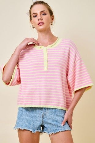 Striped Henley Sweater-