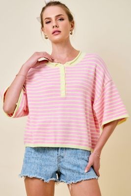 Striped Henley Sweater-