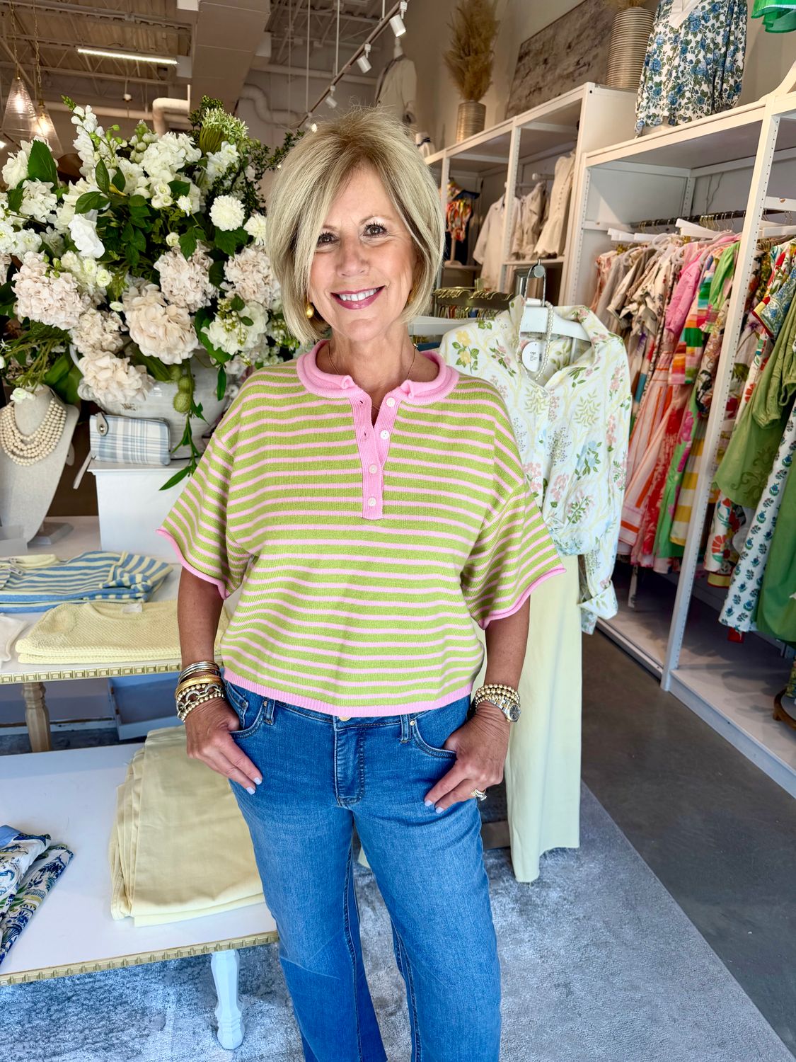 Striped Henley Sweater-