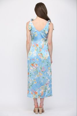 Satin Cowl Neck Dress - Lt Blue-