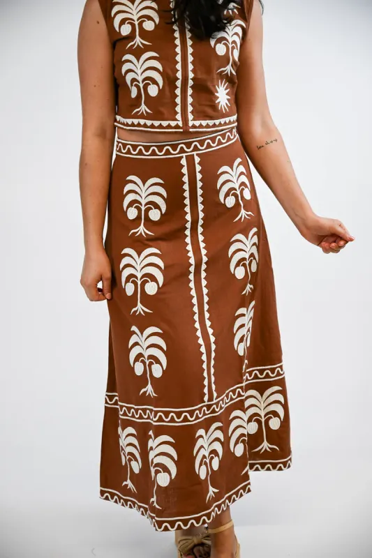Mauri Palm Maxi Skirt