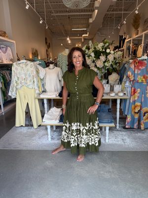 Boarder Maxi Dress - Olive-