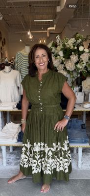 Boarder Maxi Dress - Olive-