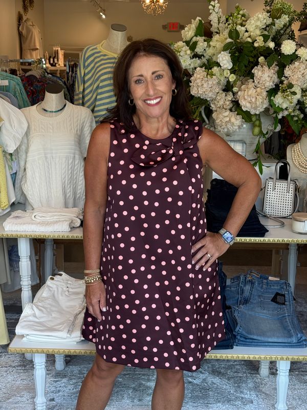 Polka Dot Dress- Burgandy/Pink-
