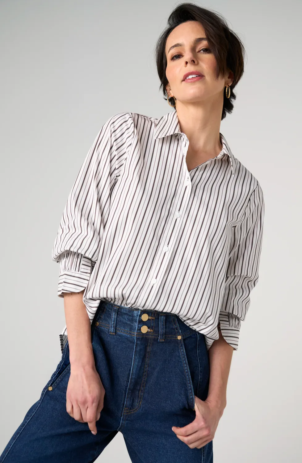 Adjustable Slv Button Up-