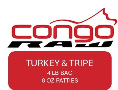 Congo Turkey &amp; Tripe 4lb (8 x 0.5lb Patties)