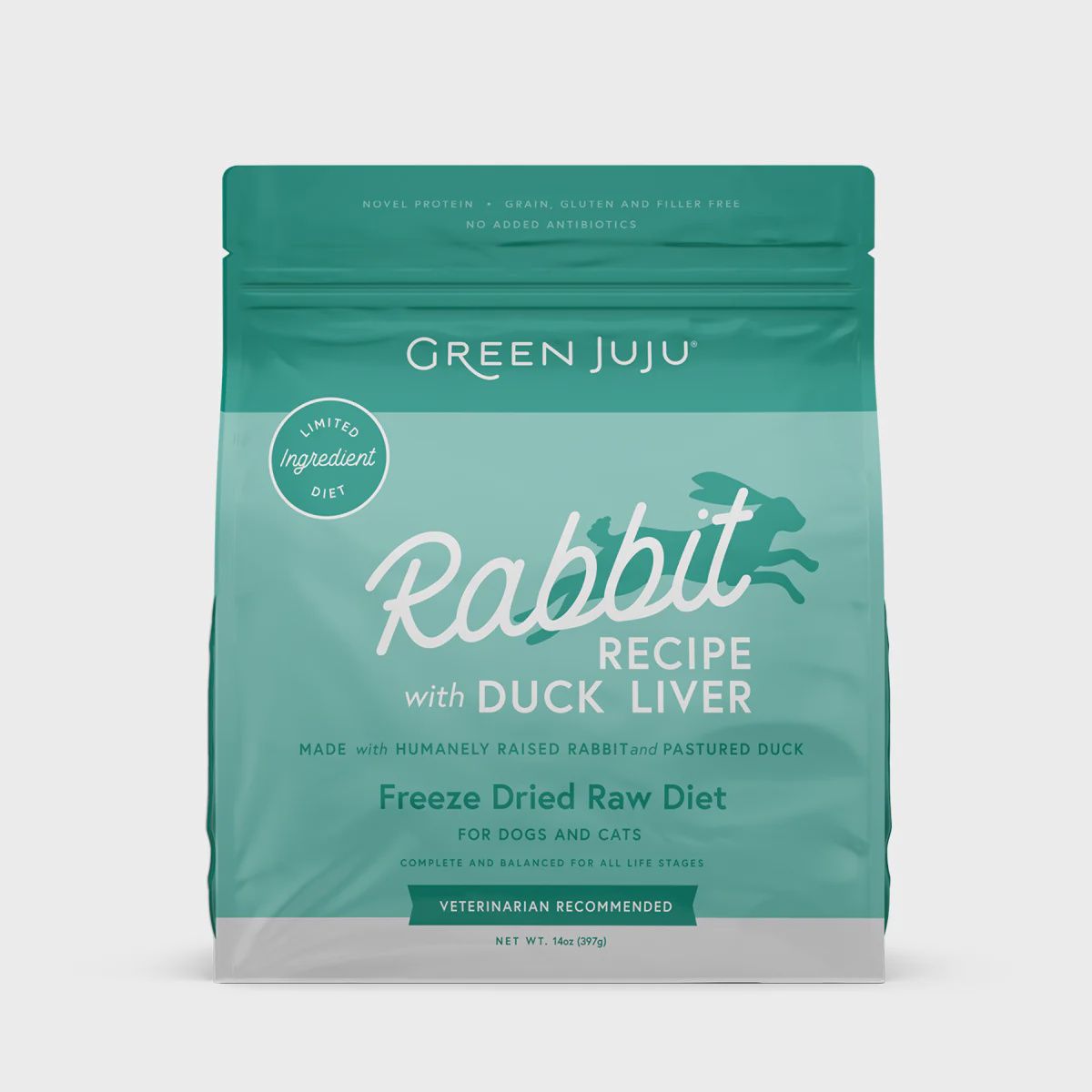 Green Juju Freeze Dried Raw Rabbit w/Duck Liver 397g
