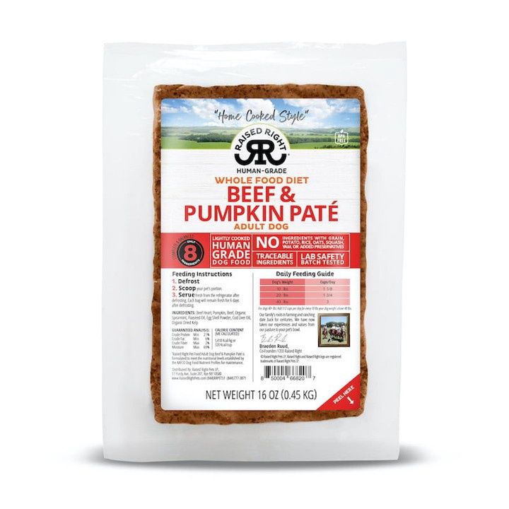 Raised Right Beef &amp; Pumpkin Paté for Adult Dogs