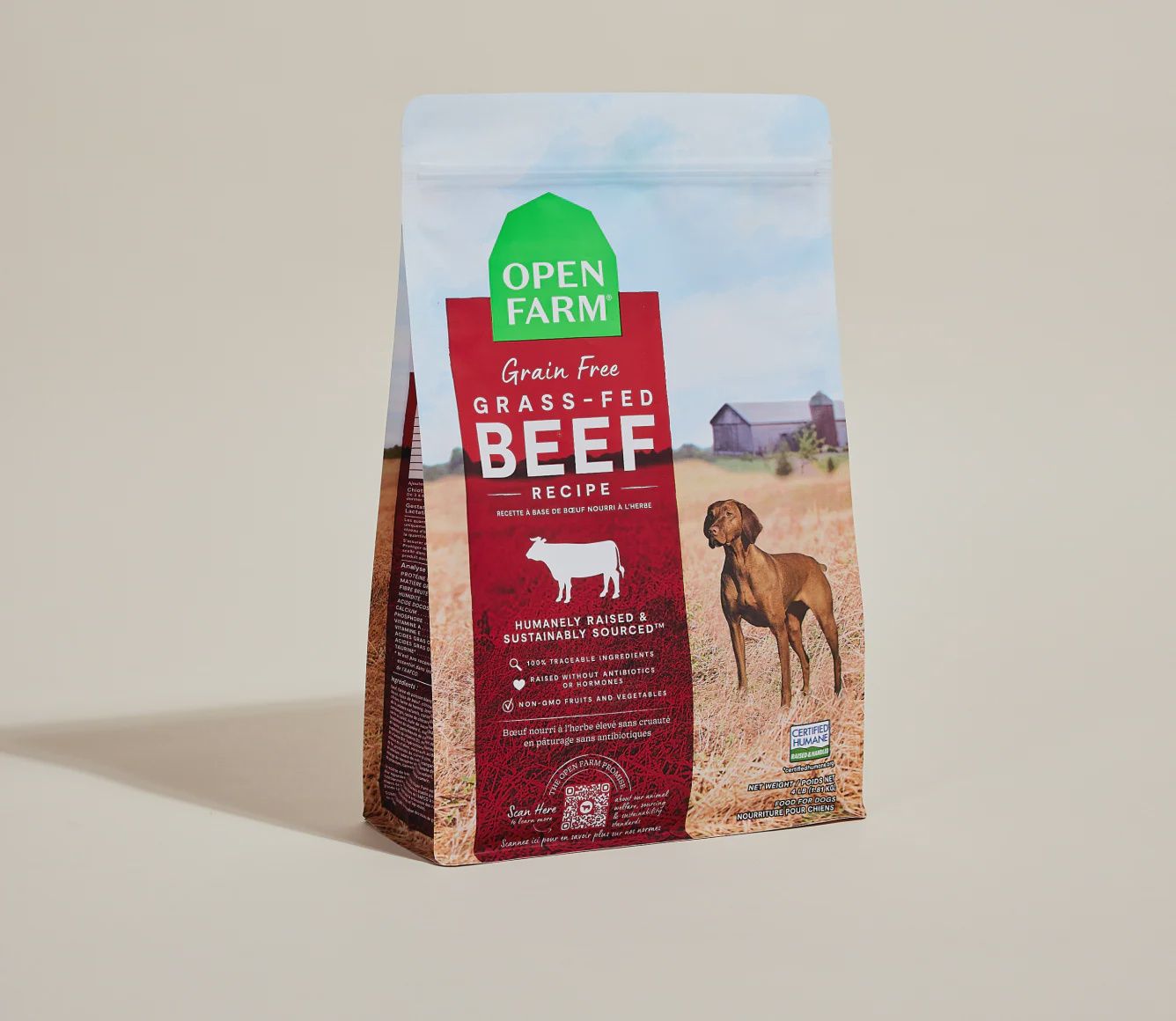 OPEN FARM Grain Free Grass Fed  Beef Recipe 22lb