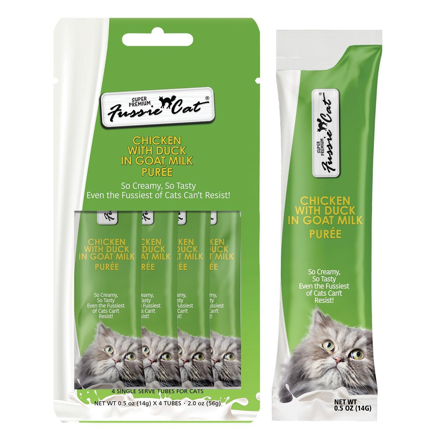 Fussie Cat Tubes Super Premium Chicken w/ Duck in Goat Milk Individual