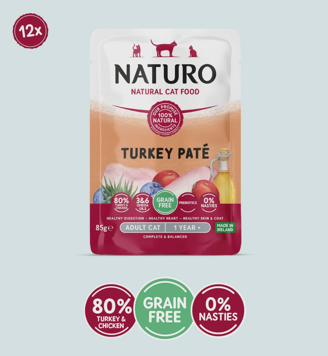 Naturo Feline GF Turkey Pate Pouch Cat 85g Individual