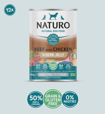 Naturo Canine Beef with Chicken in Herb Jelly Wet Dog Food 390g Individual