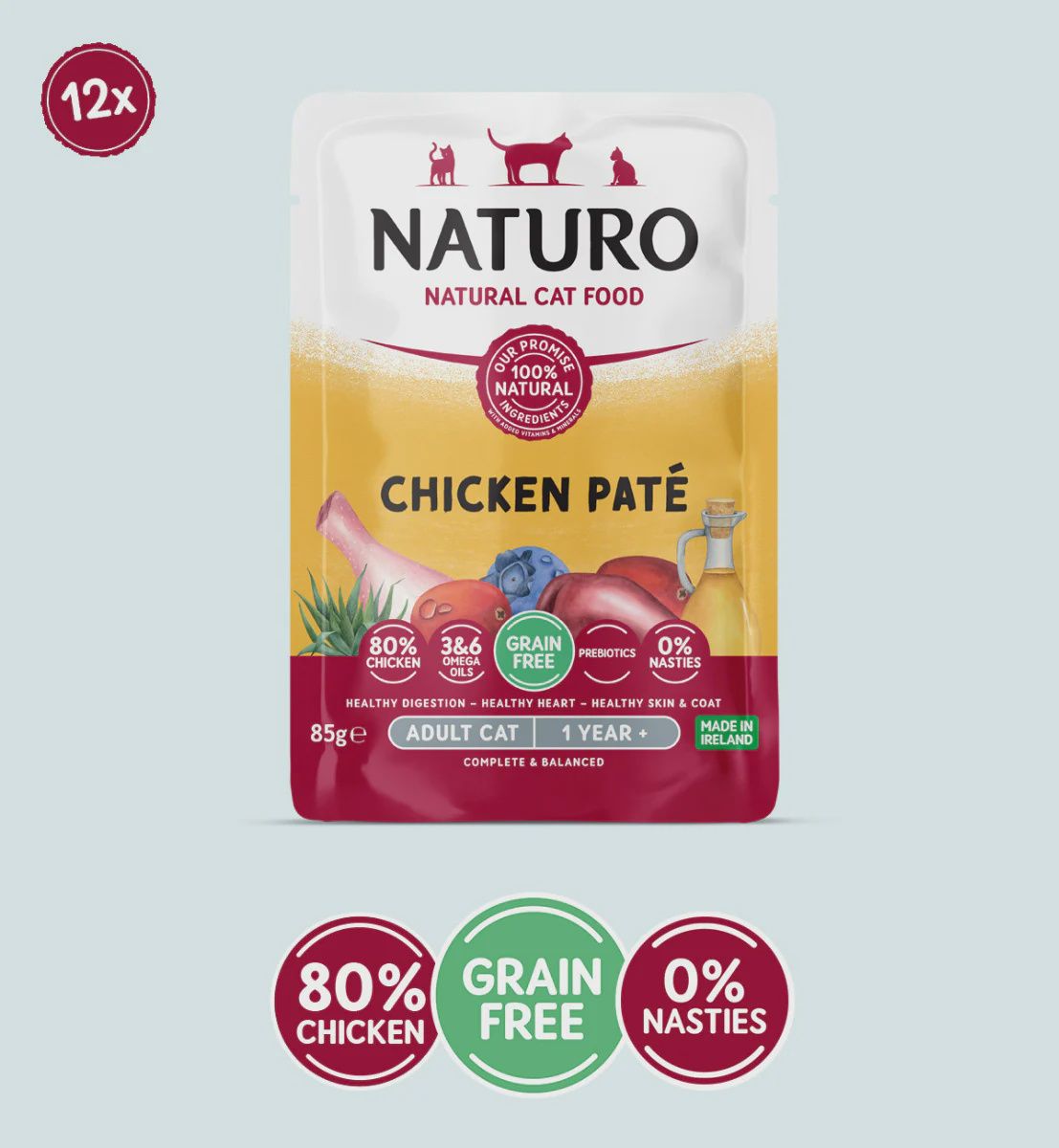 Naturo Feline GF Chicken Pate Pouch Cat 85g Individual