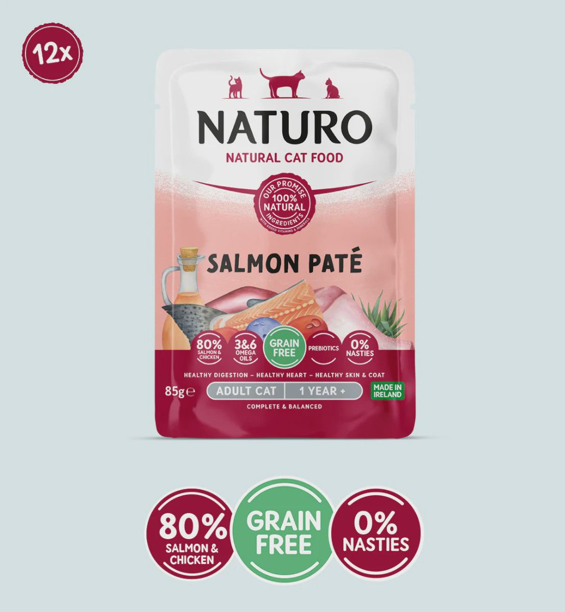 Naturo Feline GF Salmon Pate Pouch Cat 85g Individual